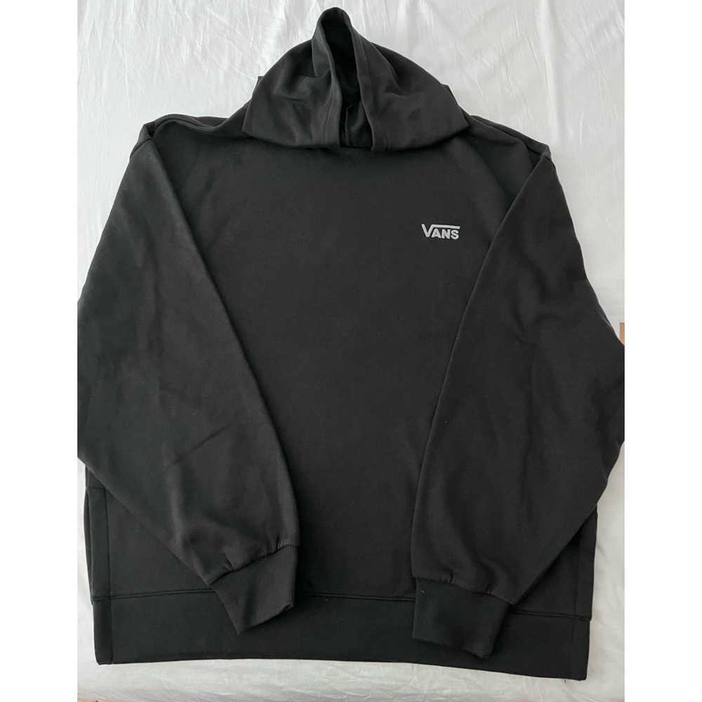 VANS Black Adult Pullover Sweatshirt Hoodie Split Hem on Bottom Sides-Soft Lite
